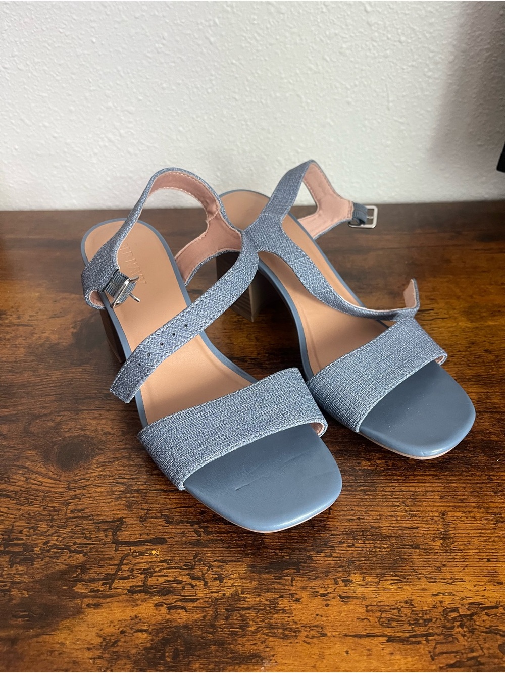 Old Navy Chic Denim-Look Blue Strappy Block Heels